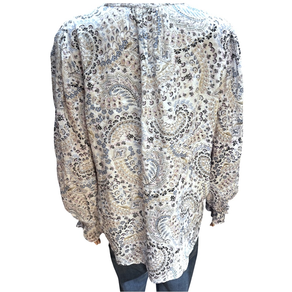 LOFT Floral Paisley Blouse - Blue and White long Sleeves Large - Picture 5 of 7
